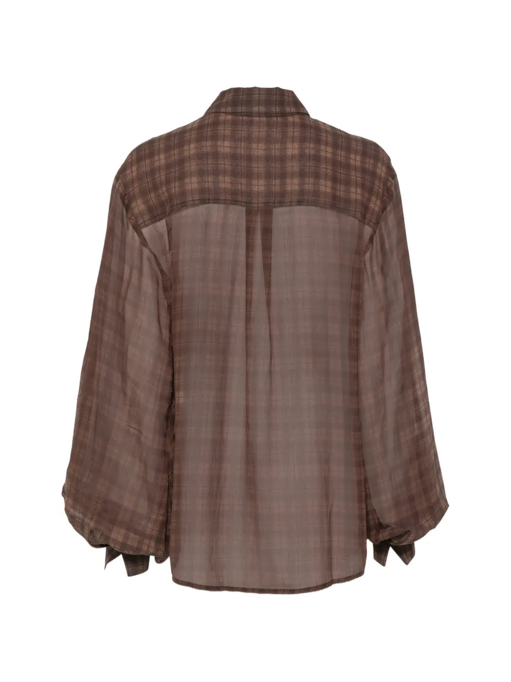 7 For All Mankind Doorschijnende geruite blouse Bruin