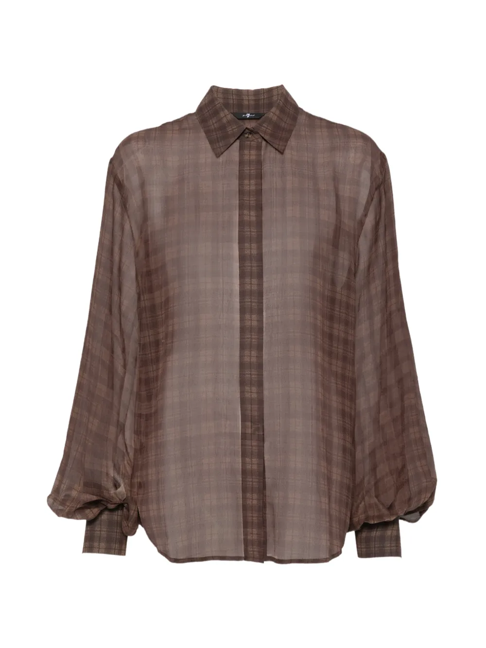 7 For All Mankind check-pattern sheer shirt