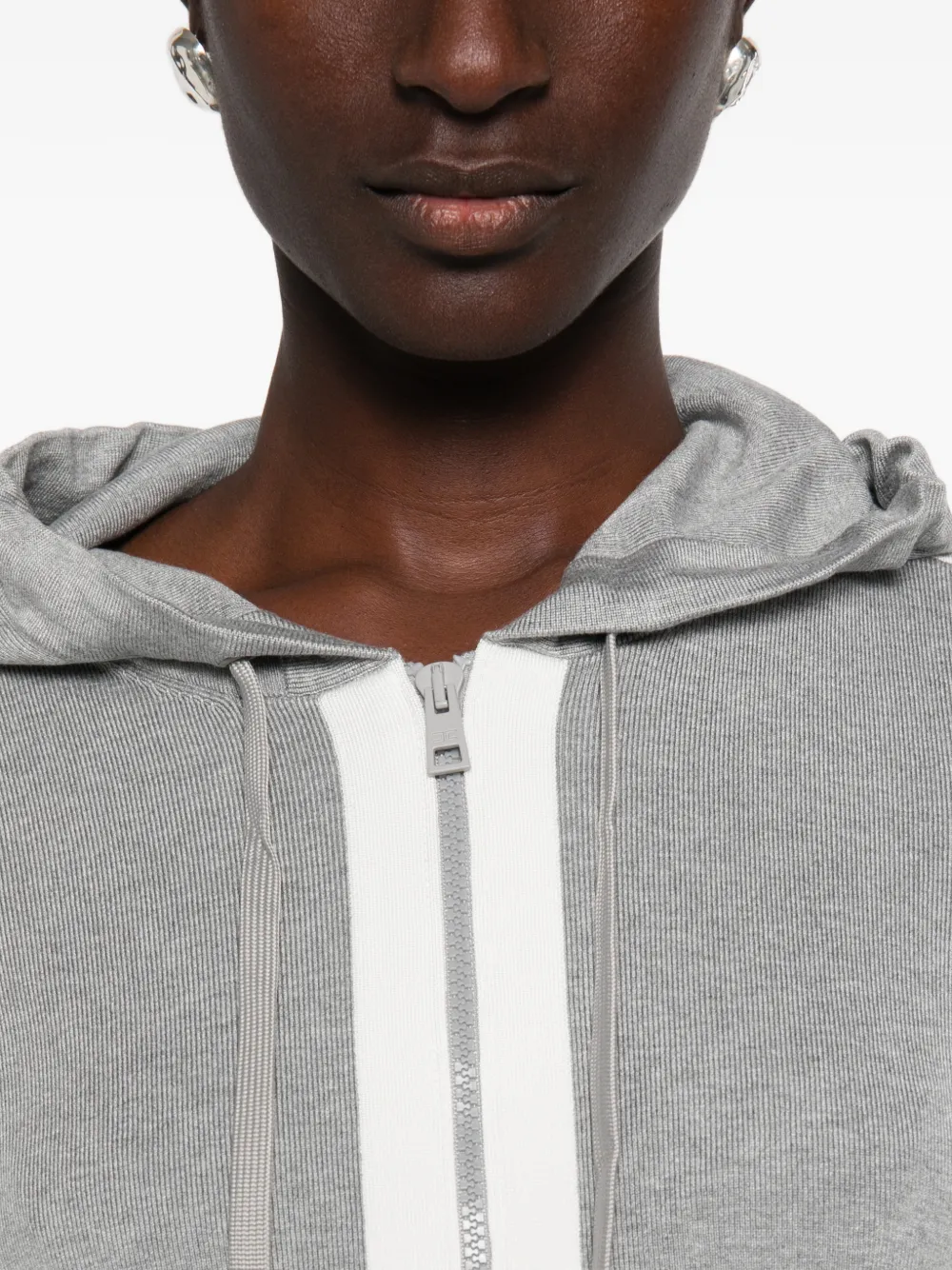 Elisabetta Franchi Hoodie met logo-print en zijstreep Grijs