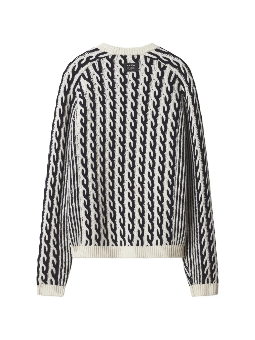 Maison Kitsuné Gestreepte kabelgebreide trui Beige