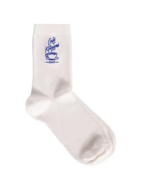 CAFÉ KITSUNÉ Café Kitsuné logo-embroidered socks