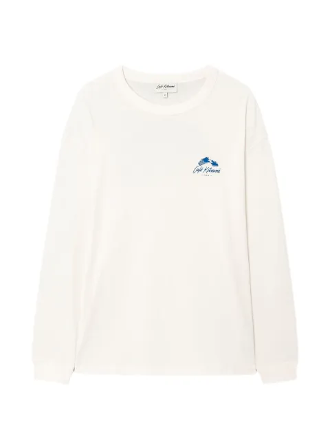 CAFÉ KITSUNÉ playera manga larga con logo estampado