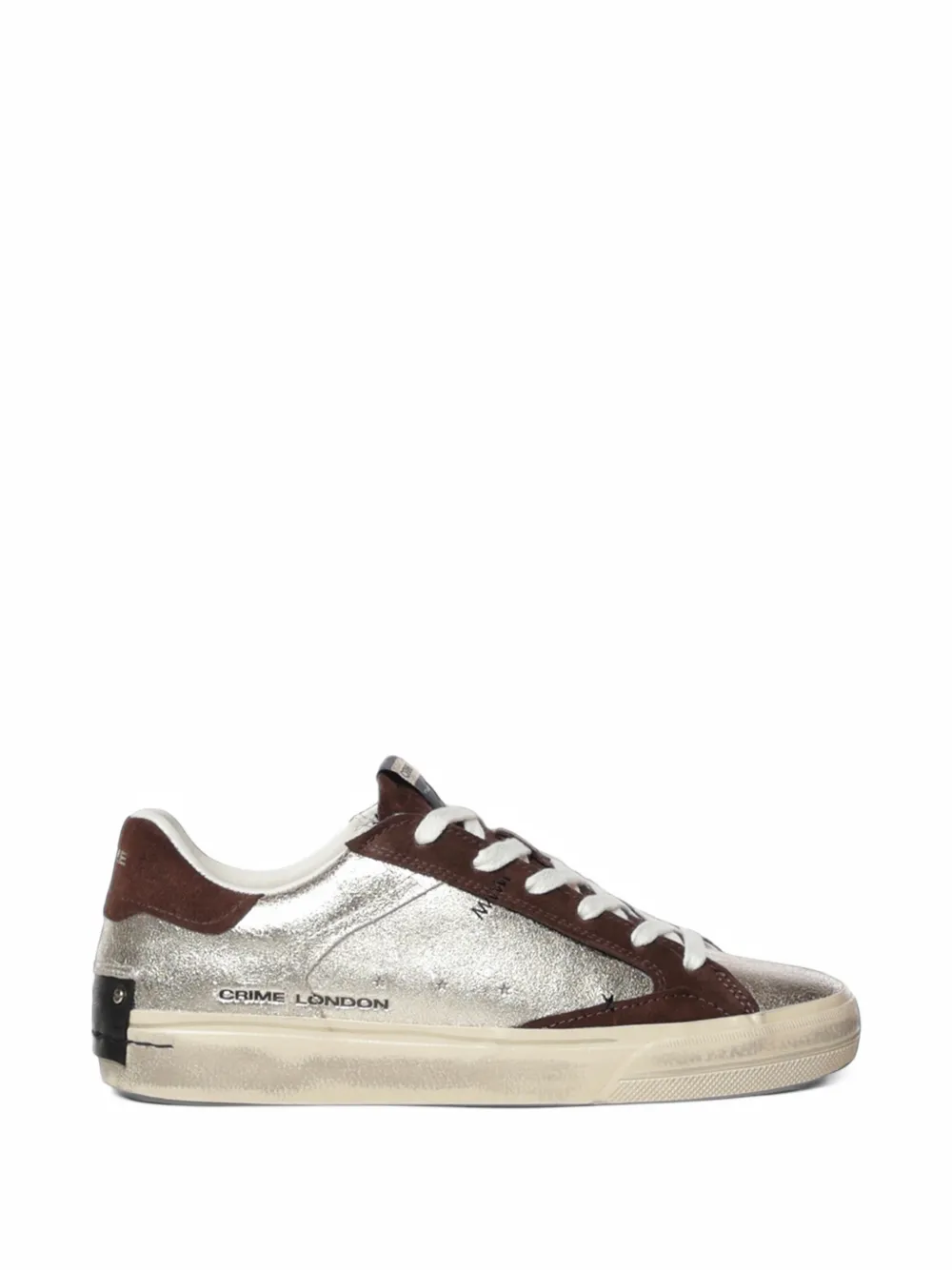 Crime London Deconstructed metallic-effect panelled sneakers - Gold