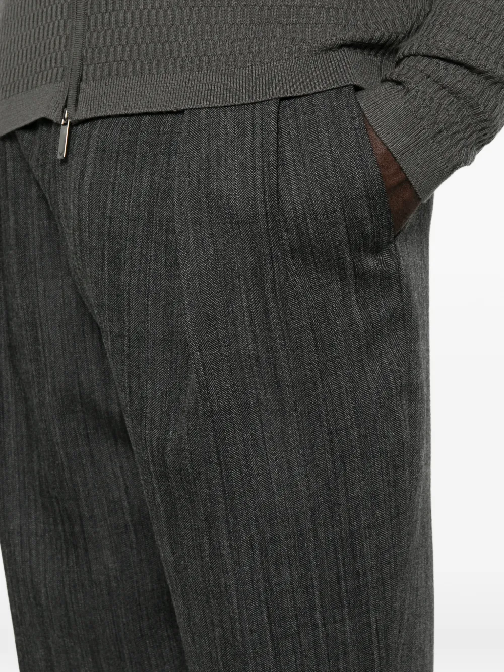Briglia 1949 herringbone pleated trousers Grijs