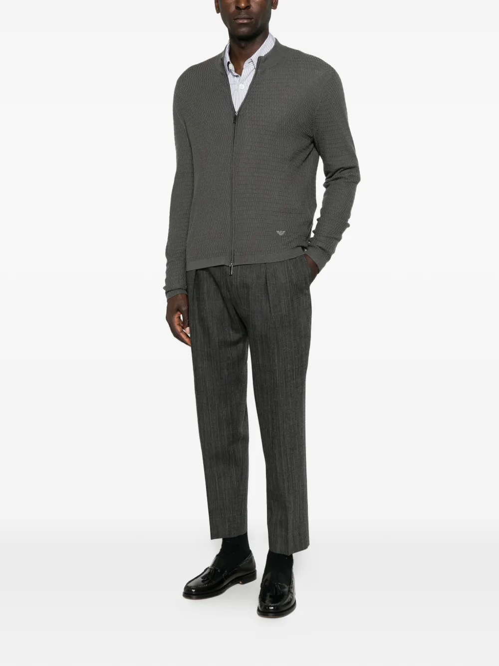 Briglia 1949 herringbone pleated trousers Grijs