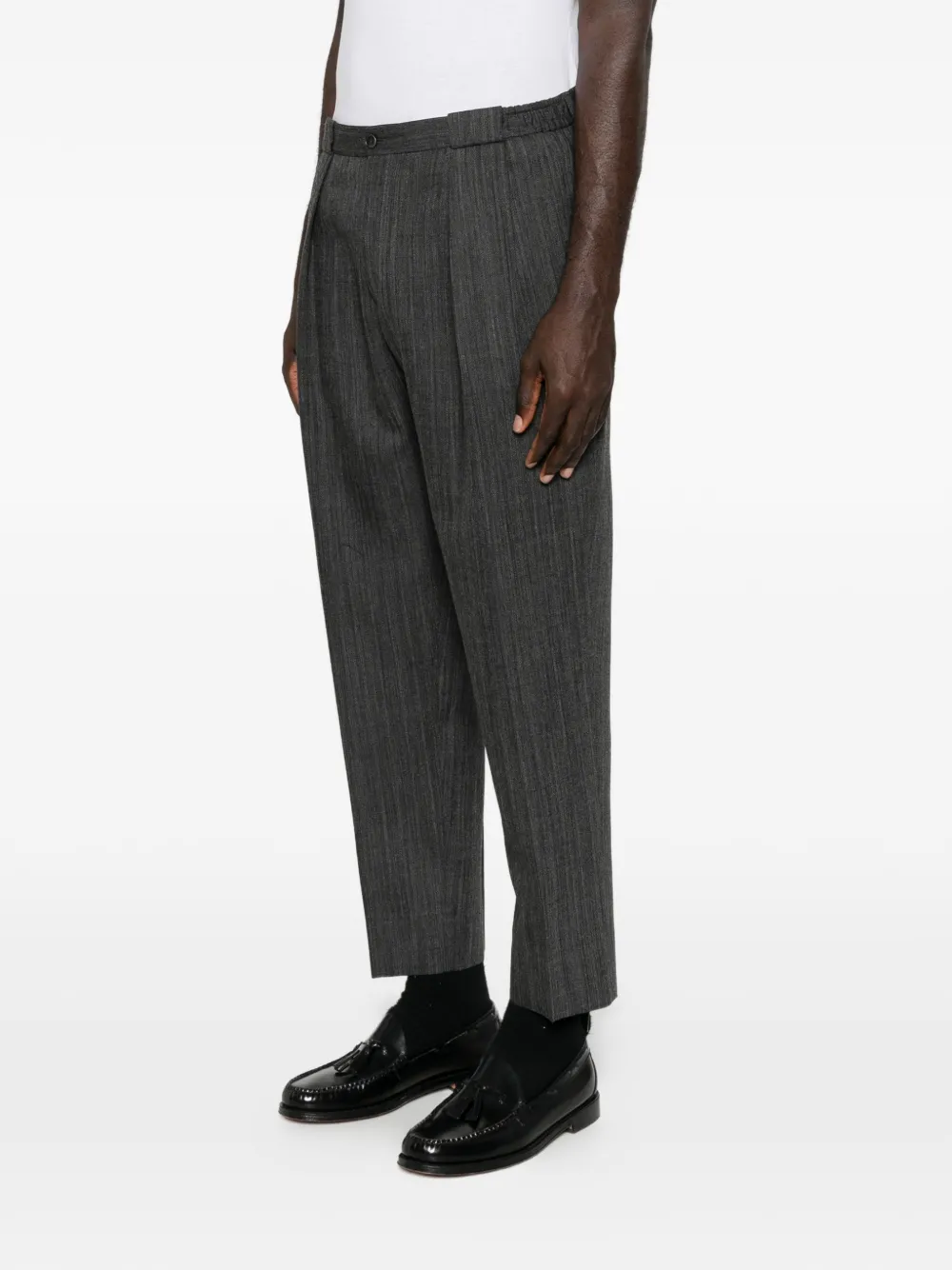 Briglia 1949 herringbone pleated trousers Grijs
