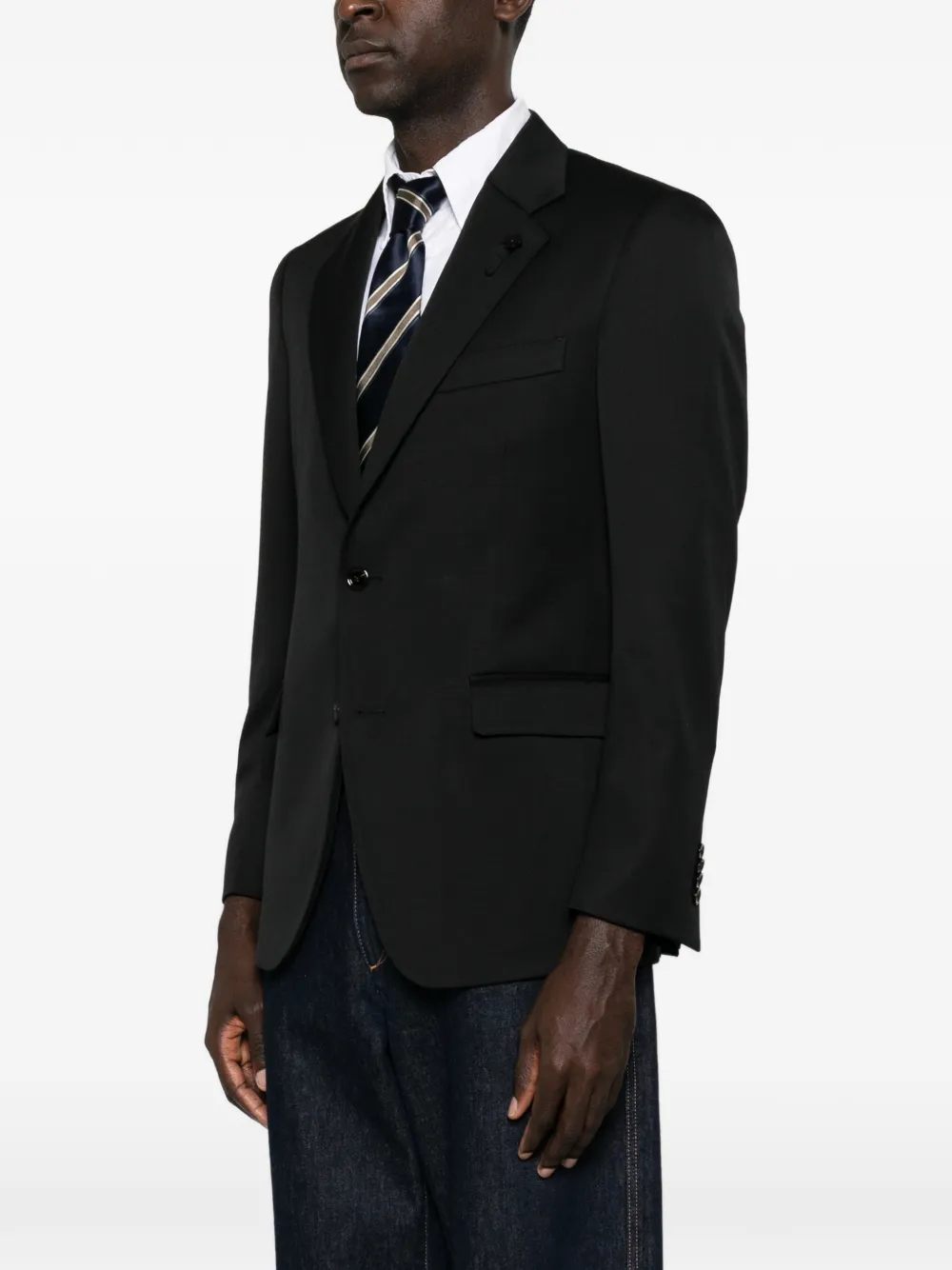 Lardini single-breasted notched-lapels blazer Zwart