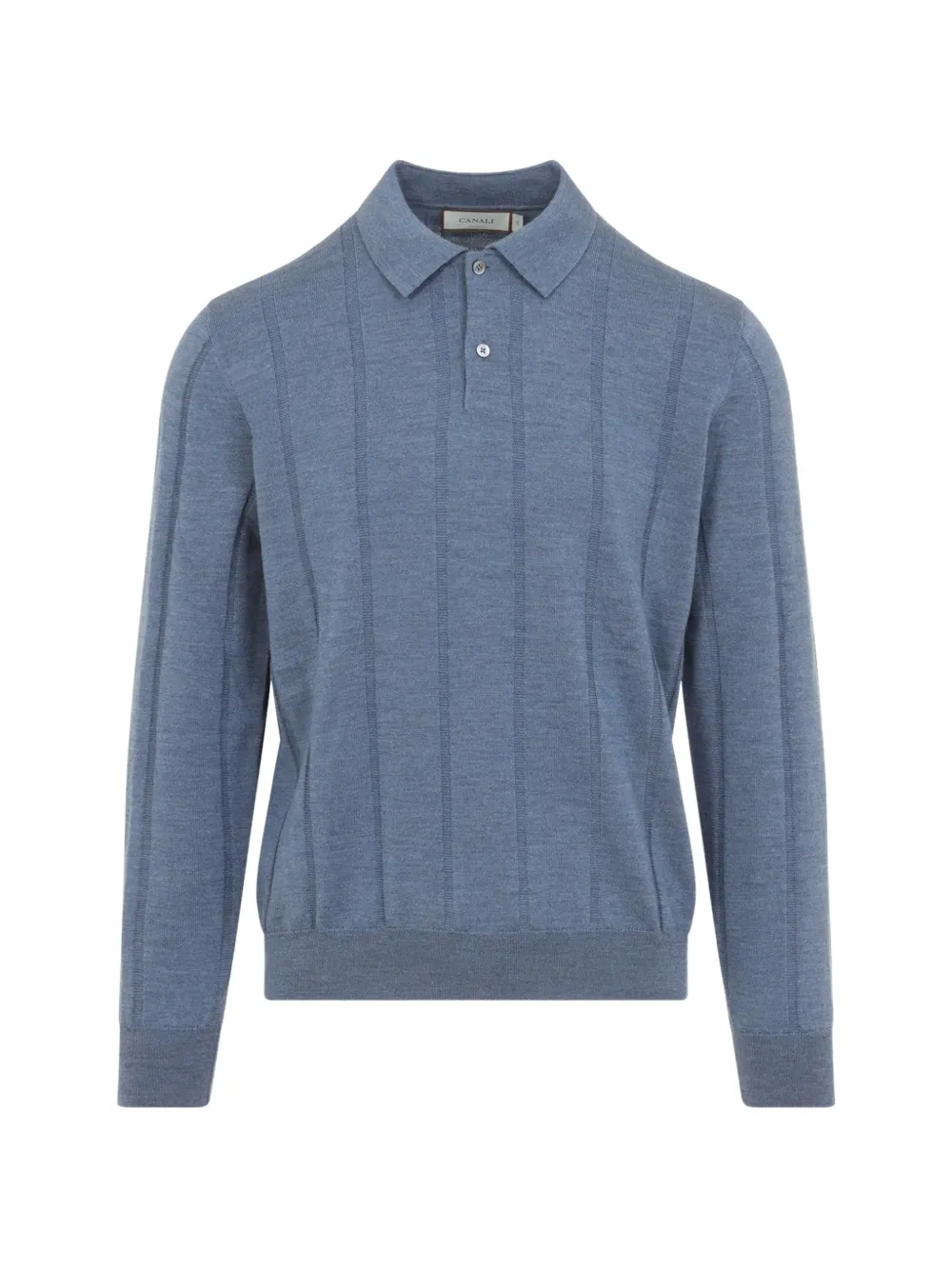 Canali ribbed-knit polo sweater - Blau