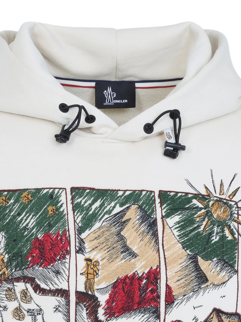 Moncler Grenoble landscape-print drawstring hoodie Beige