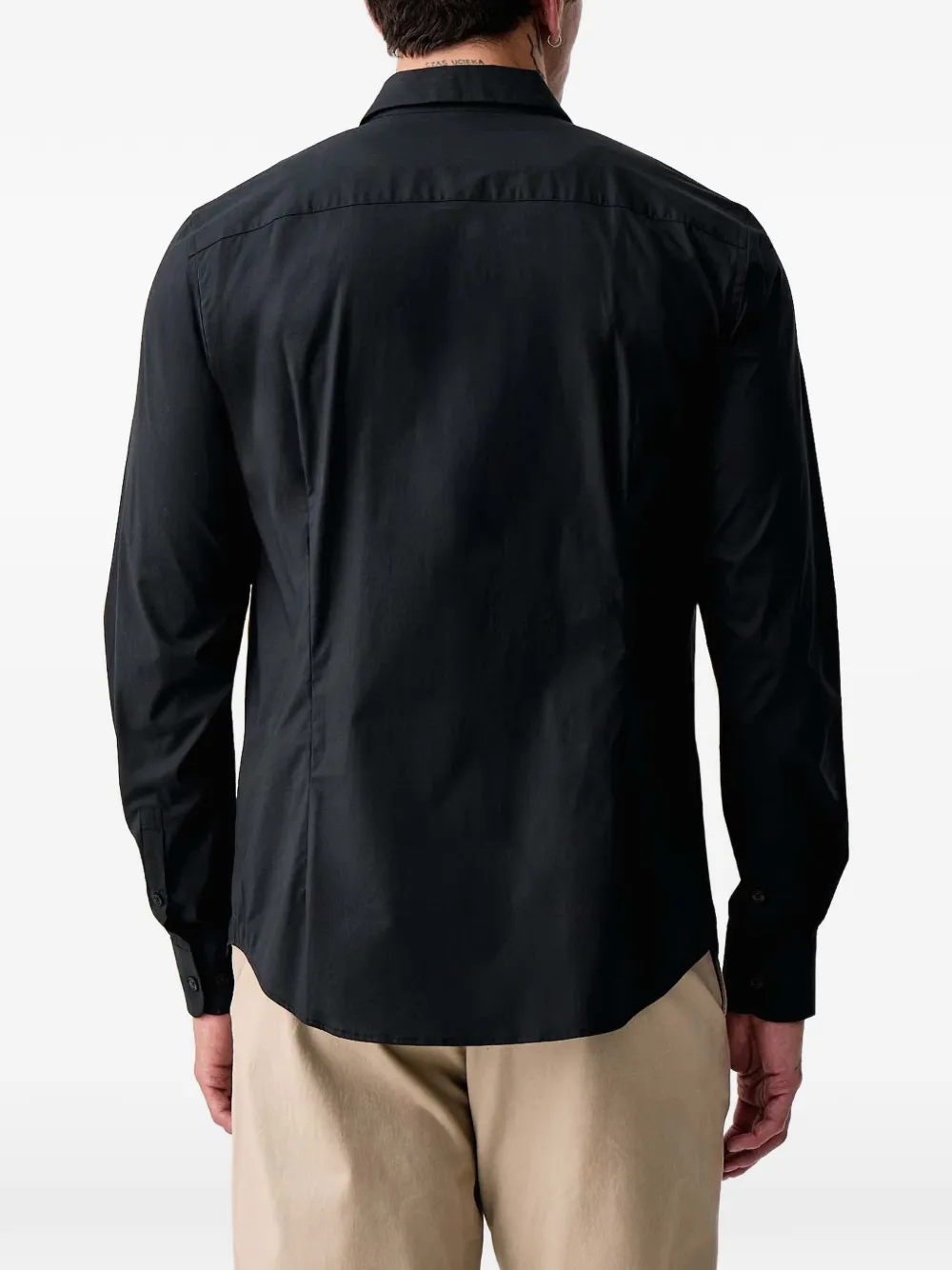 Trussardi logo-embroidered slim-fit shirt Zwart