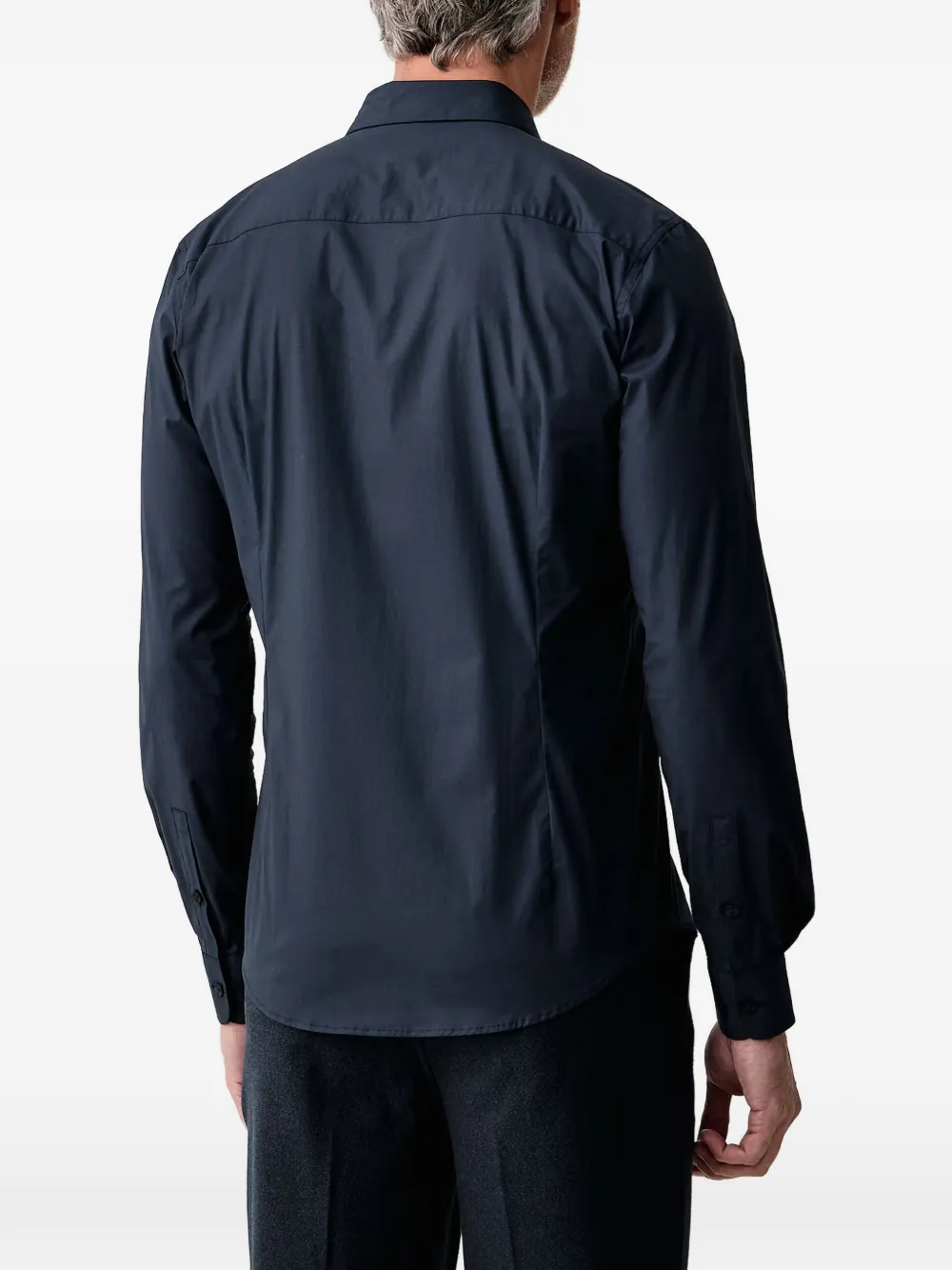 Trussardi logo-embroidered button-down shirt Blauw