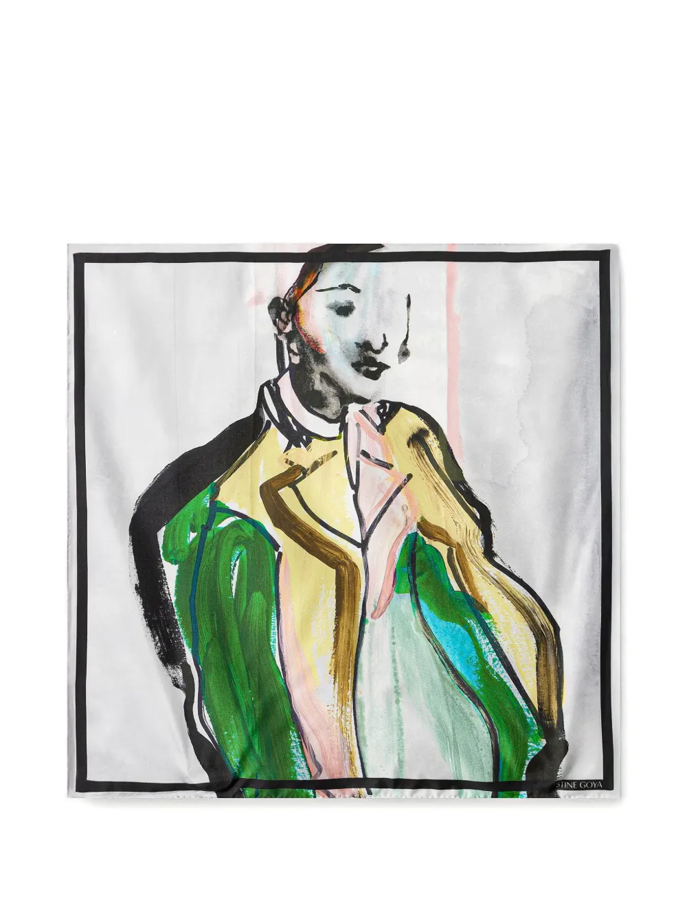 Stine Goya portrait-print scarf - Bianco