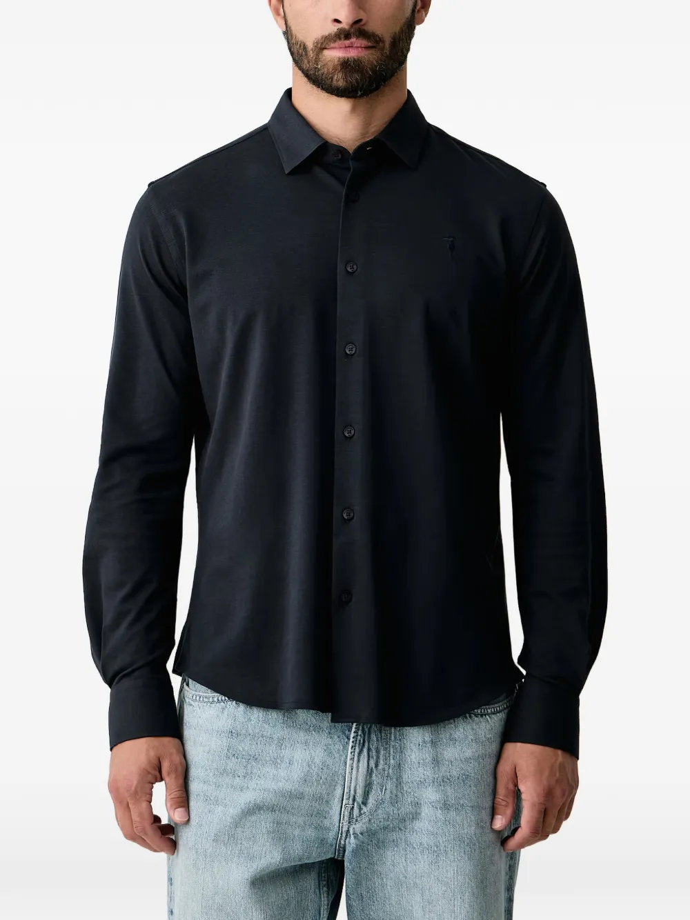 Trussardi logo-embroidered piqué shirt