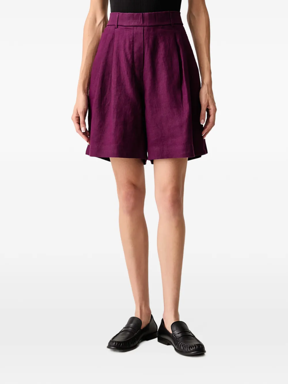 Benetton pleated elasticated-waist shorts - Violett