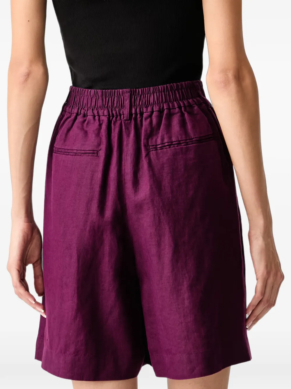 Benetton pleated elasticated-waist shorts Paars