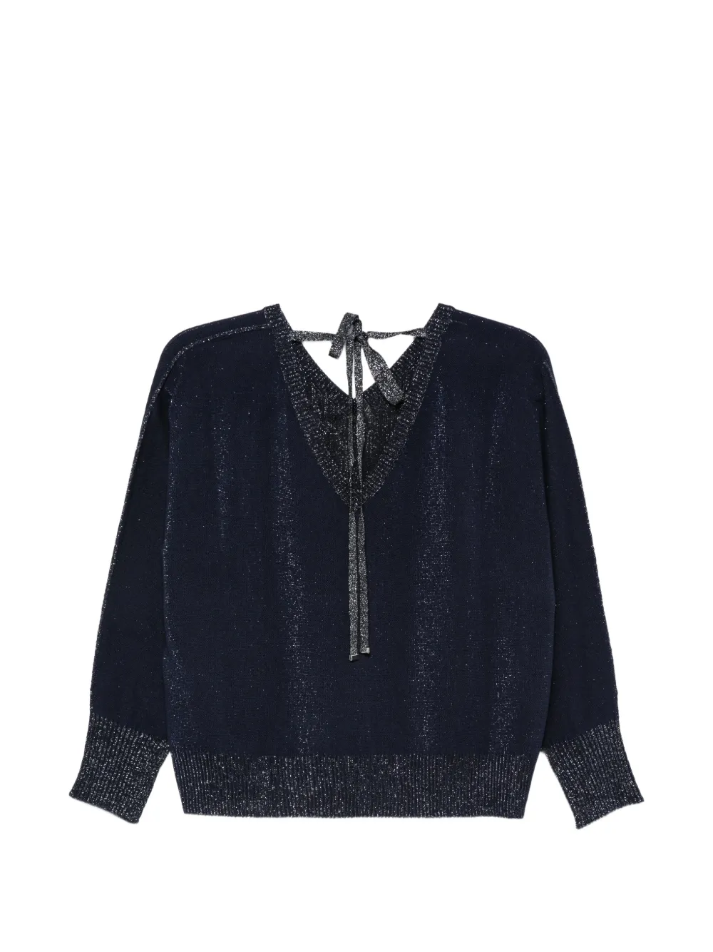 D.Exterior Trui met metallic draad en striksluiting Blauw