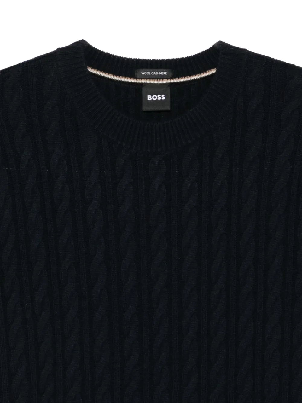 BOSS Kabelgebreide trui Blauw