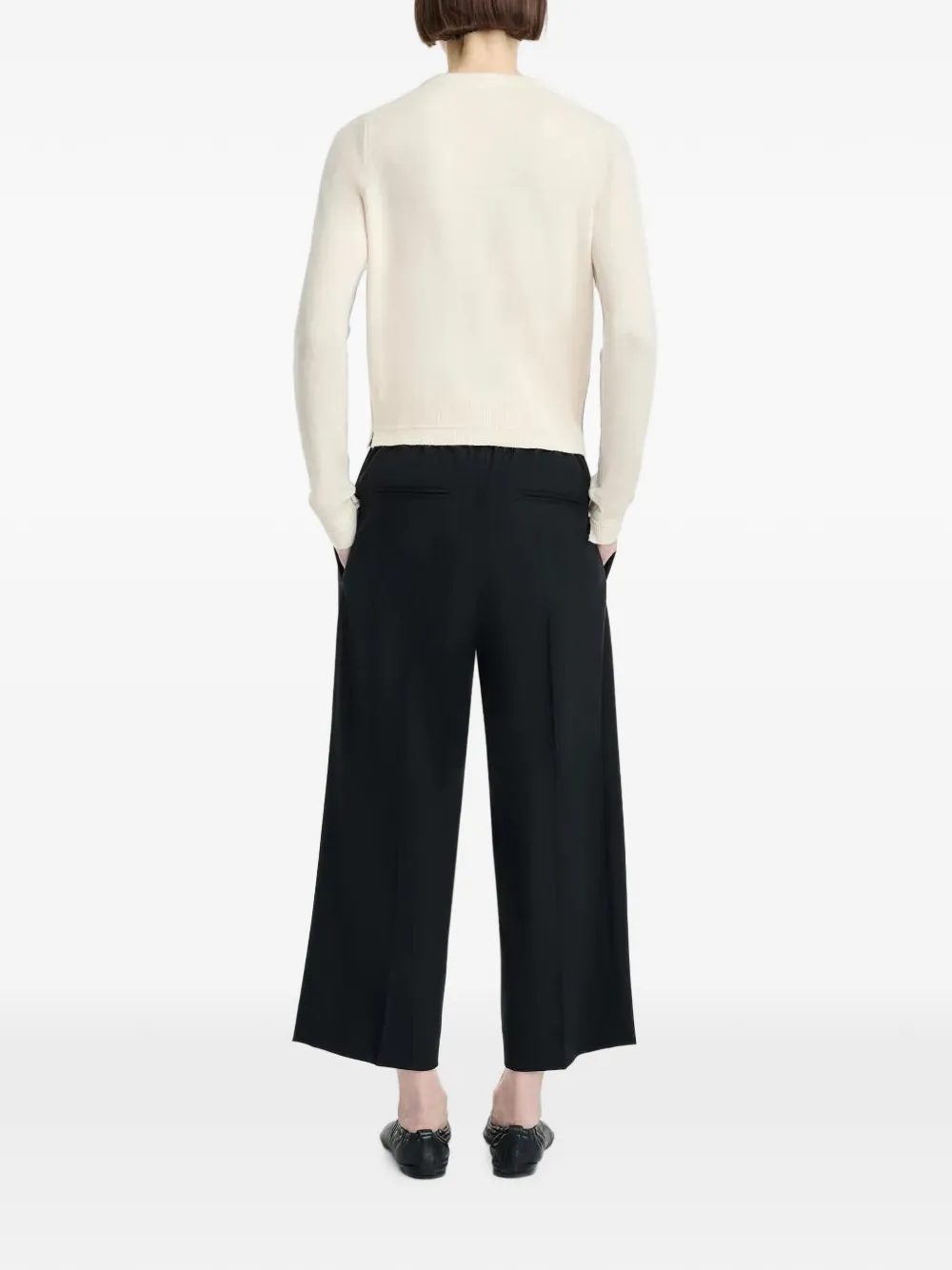Maria McManus Drawstring Pleated Cropped Trousers in Black, view 3