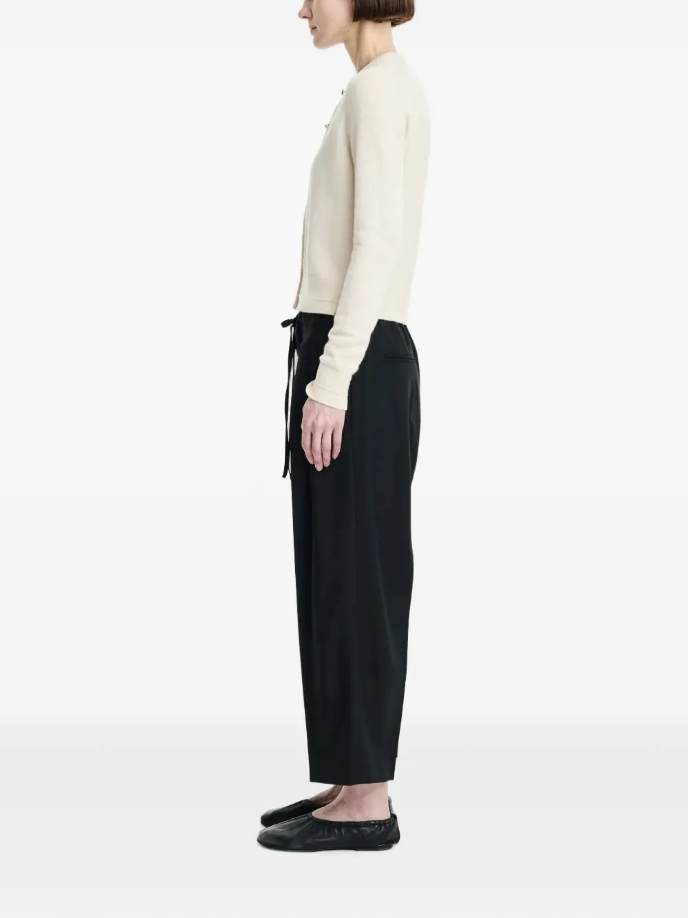 Maria McManus Drawstring Pleated Cropped Trousers in Black, view 2