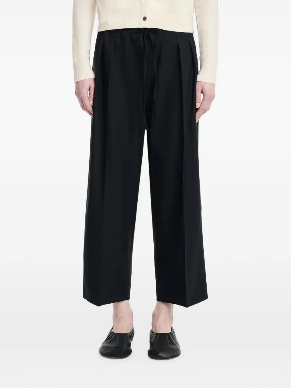 Maria McManus Drawstring Pleated Cropped Trousers in Black