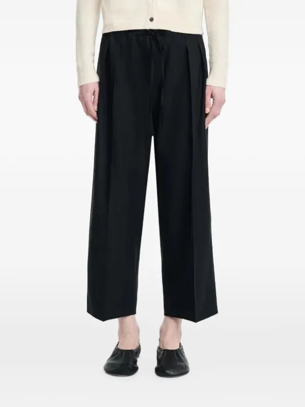 Maria McManus Drawstring Pleated Cropped Trousers in Black