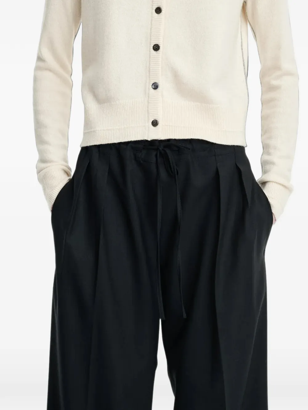 Maria McManus Drawstring Pleated Cropped Trousers in Black, view 4