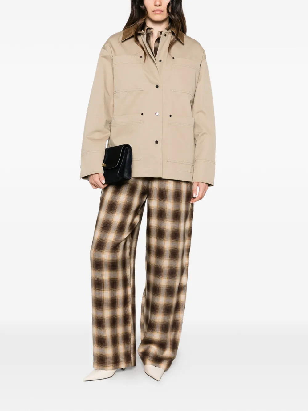 JOSEPH Cargo jack met suède kraag Beige