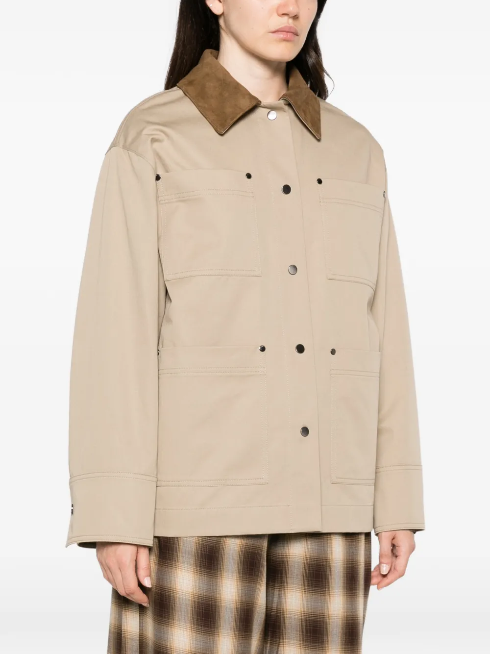 JOSEPH Cargo jack met suède kraag Beige