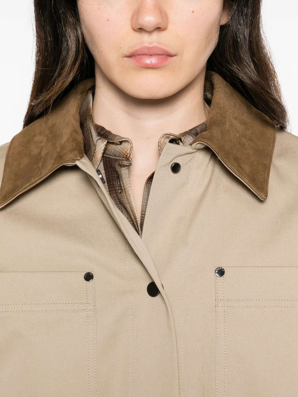 JOSEPH Cargo jack met suède kraag Beige