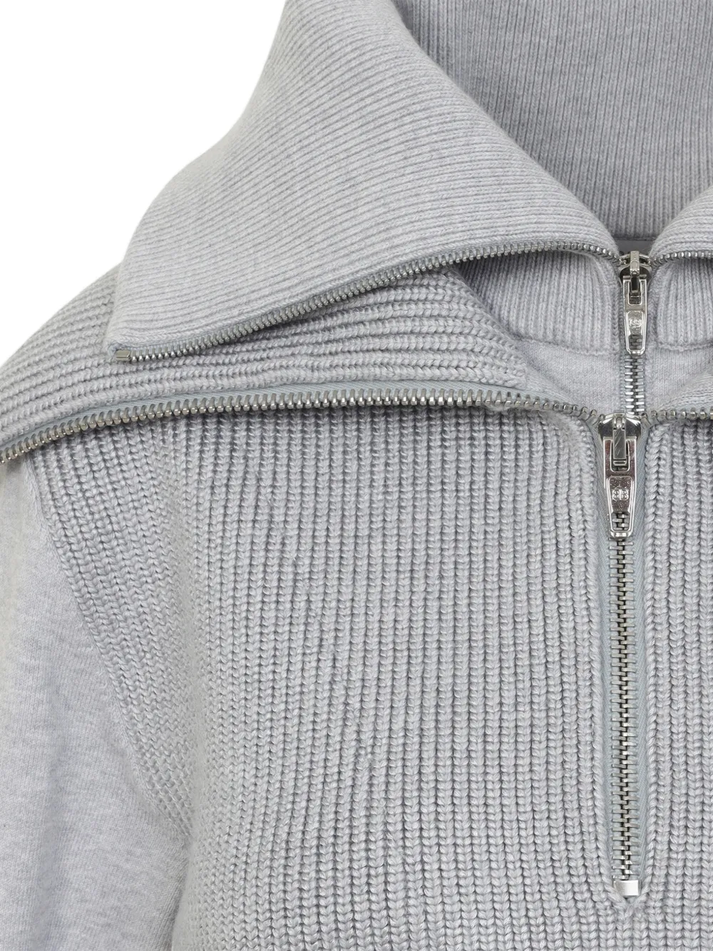 Balenciaga Ribgebreide trui met gelaagde kraag Grijs