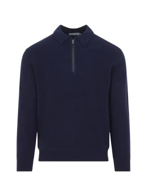 Canali ribbed half-zip polo shirt