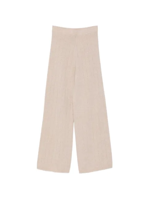 D.Exterior ribbed-knit wide-leg trousers