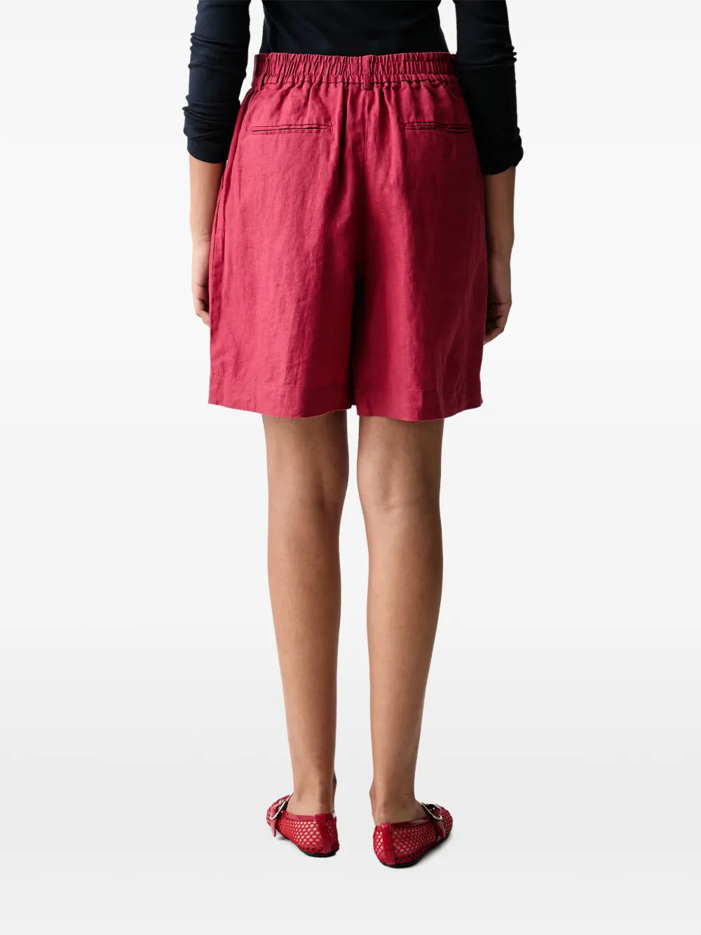 Benetton pleated elasticated-waist shorts Rood