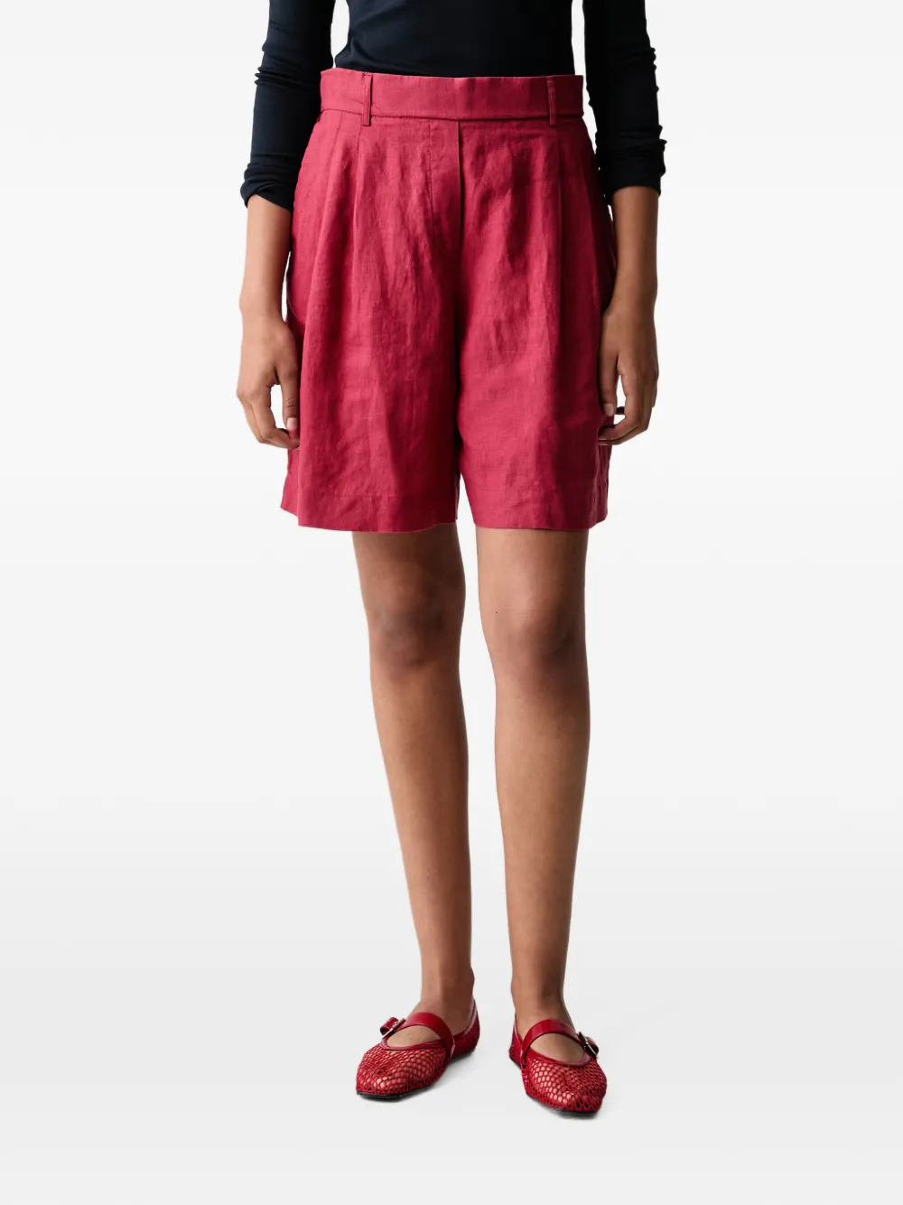 Benetton pleated elasticated-waist shorts - Rot