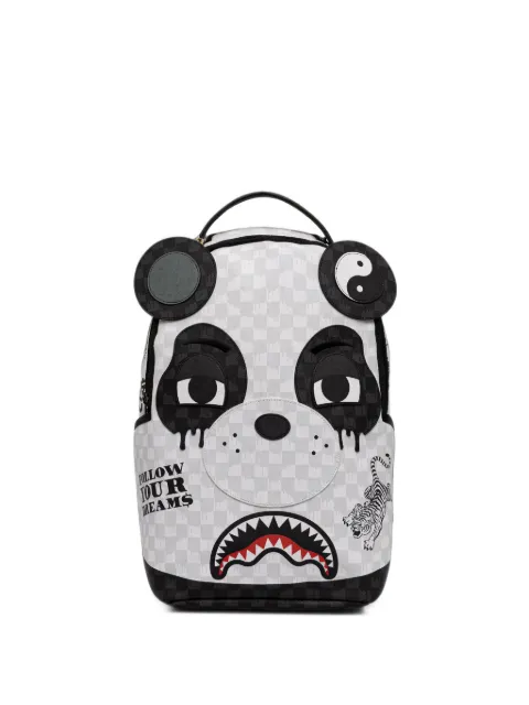 Sprayground panda-motif checkerboard-print backpack