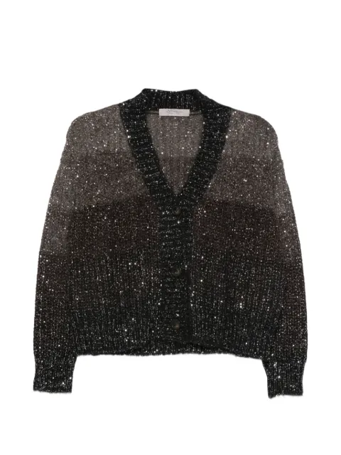 D.Exterior sequin-embellished dégradé cardigan
