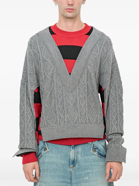 EGONlab. cable-knit V-neck sweater