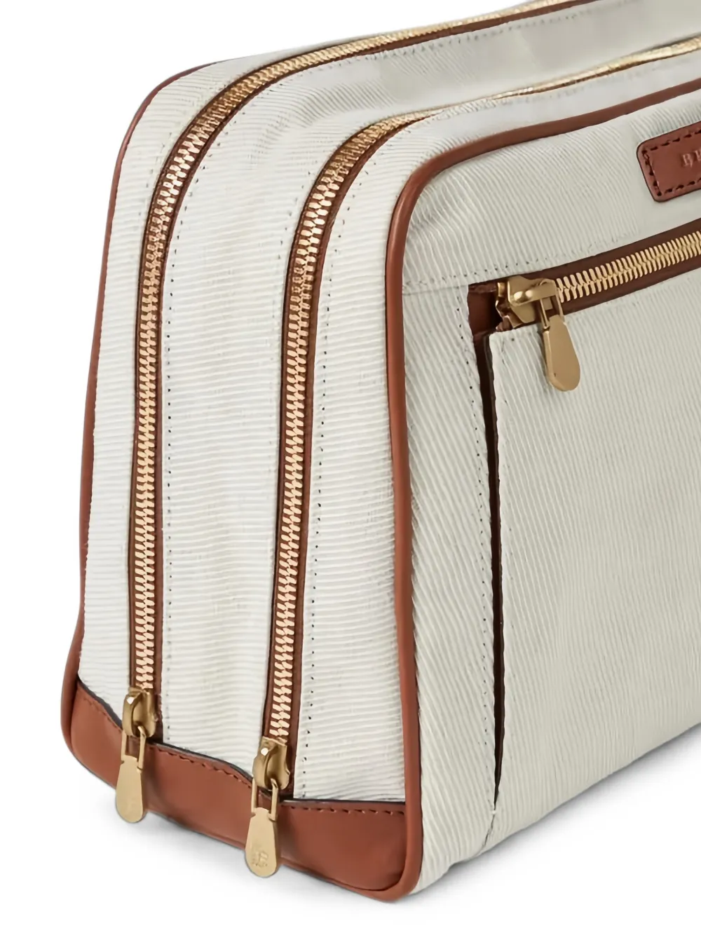 Brunello Cucinelli leather-trim canvas pouch Beige
