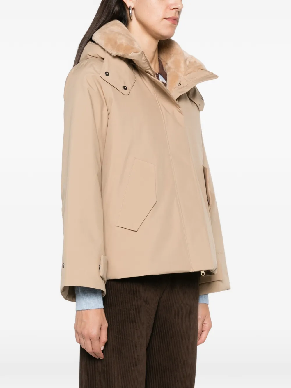 Save The Duck Solana jack met capuchon en afwerking van imitatiebont Beige