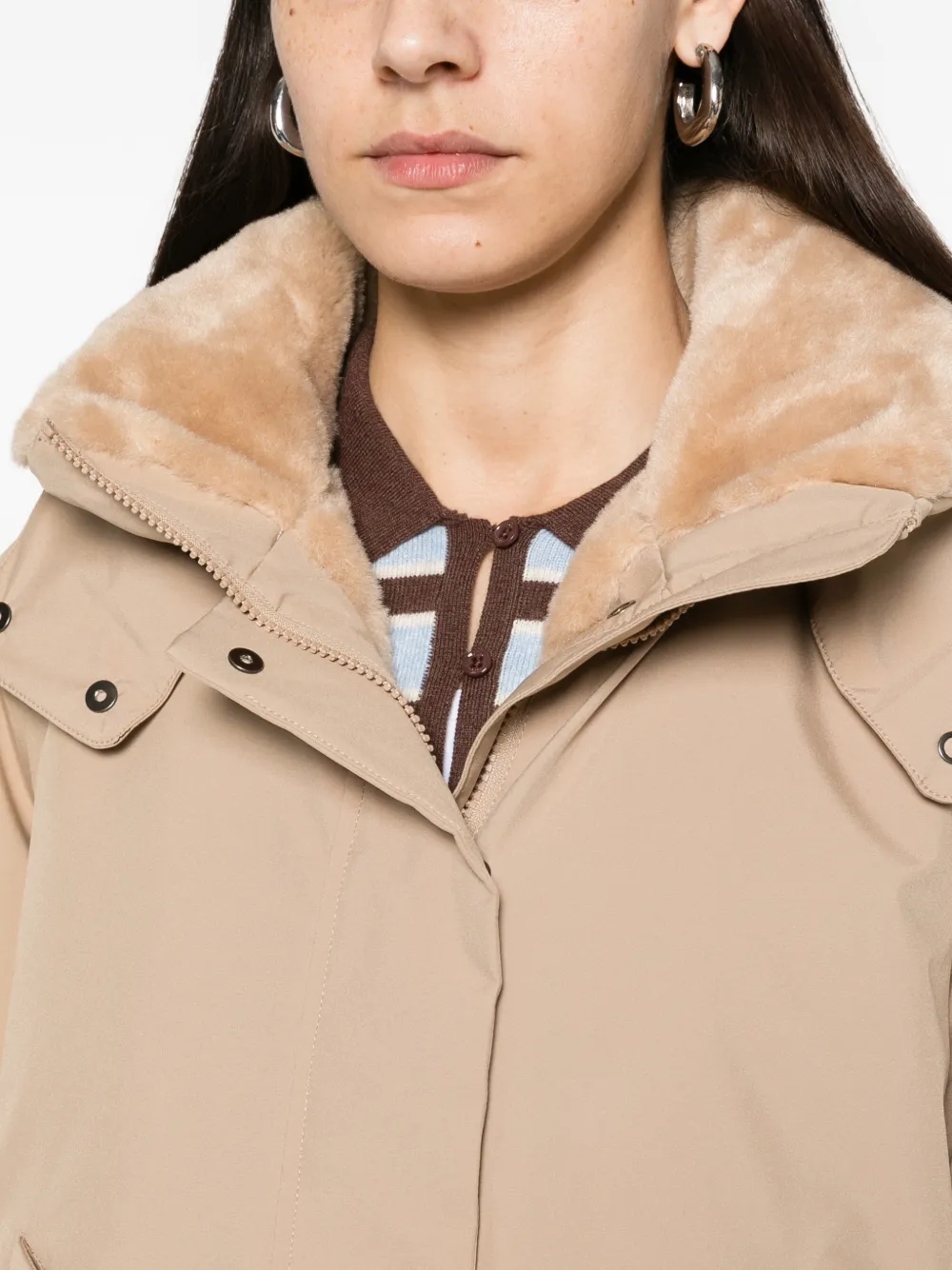 Save The Duck Solana jack met capuchon en afwerking van imitatiebont Beige