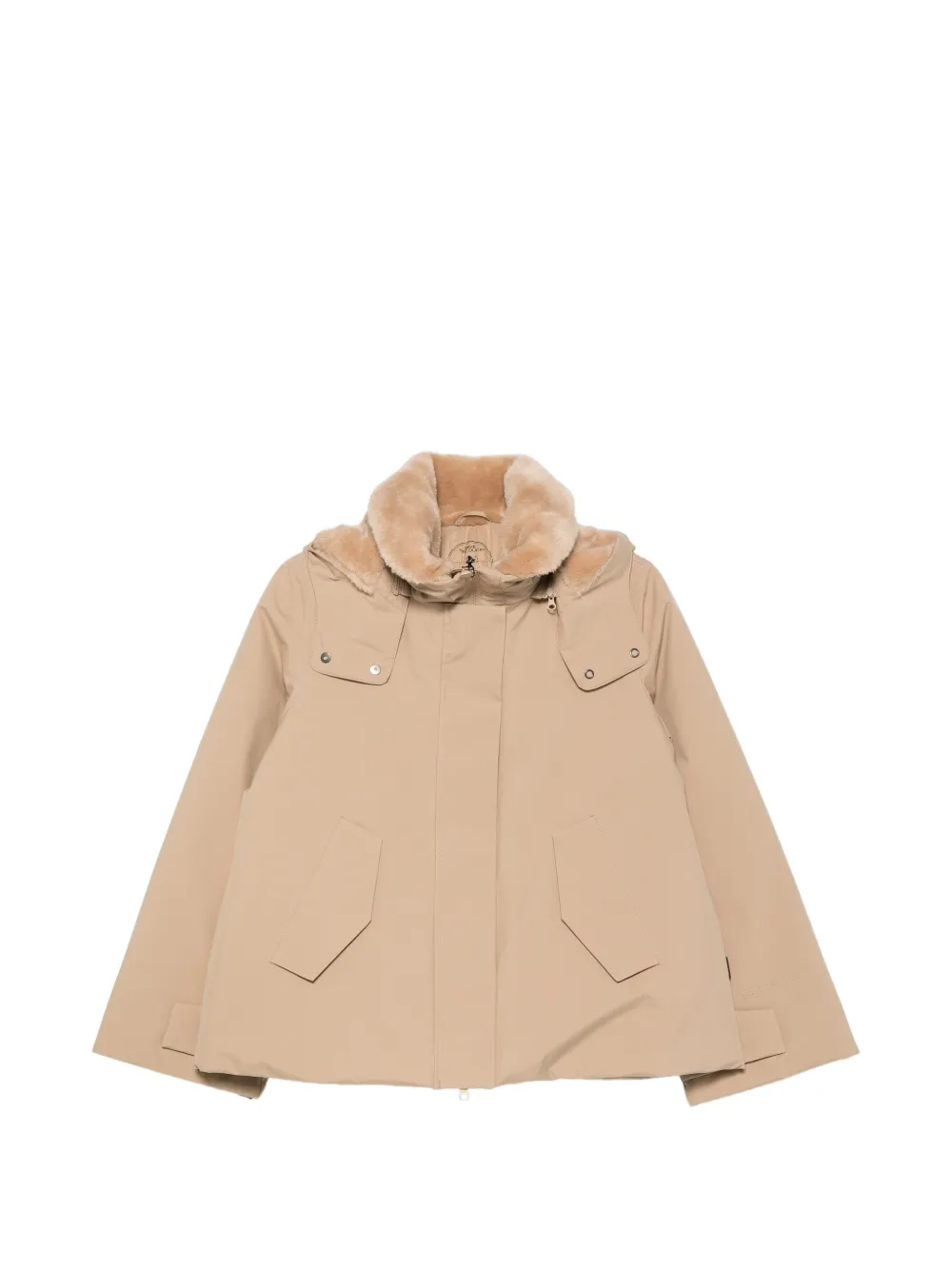 Save The Duck Solana jack met capuchon en afwerking van imitatiebont Beige