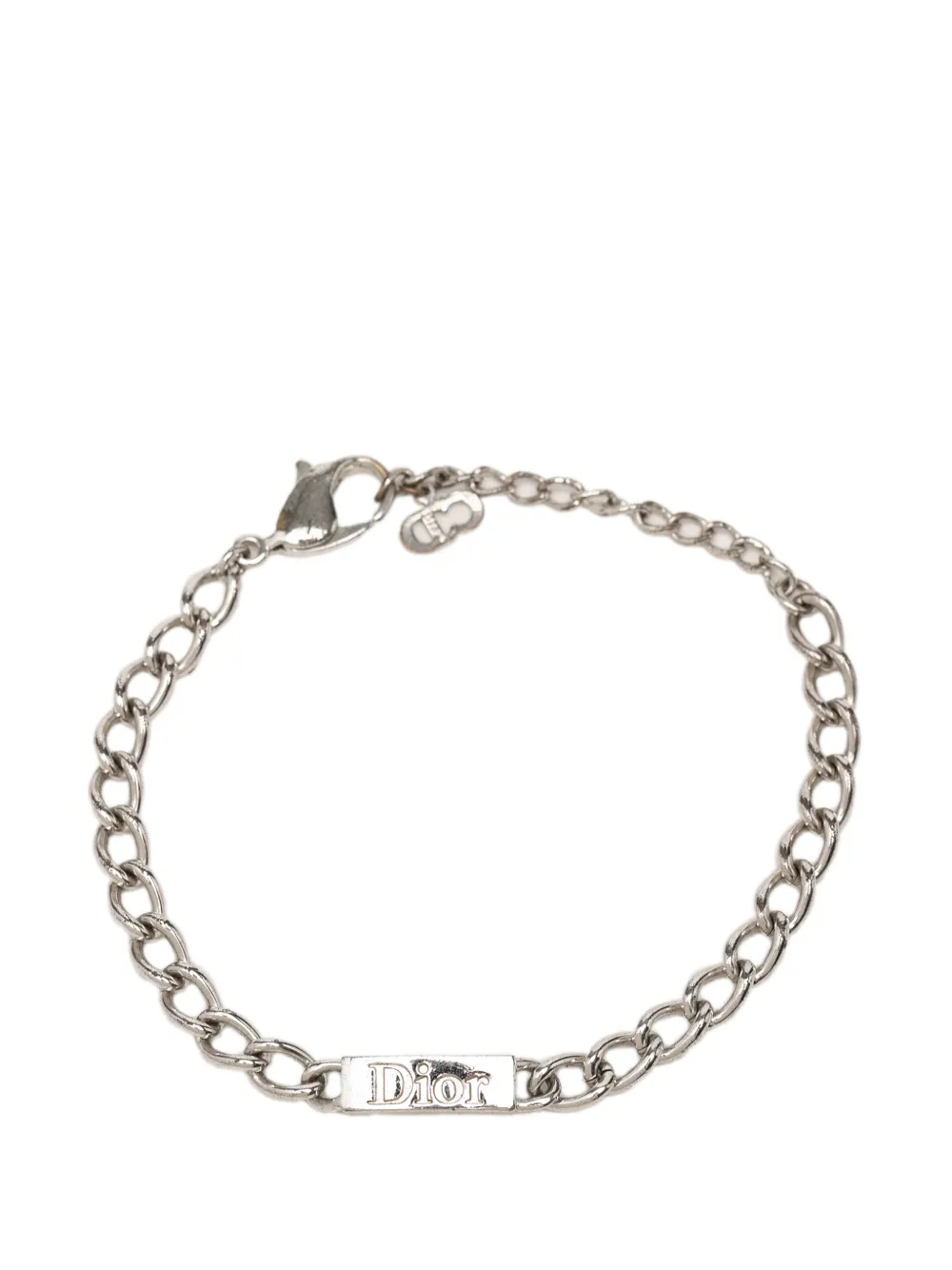 Christian Dior Pre-Owned bracelet en chaîne à logo en laiton (XXe siècle) - Argent Christian Dior Pre-Owned bracelet en chaîne à logo en laiton (XXe siècle) - Argent