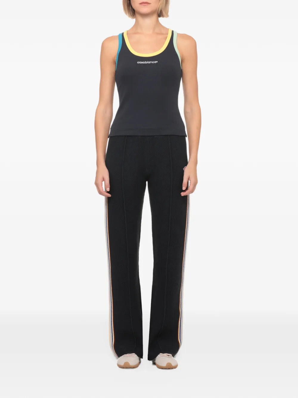 Casablanca ribbed-knit logo-embroidered top