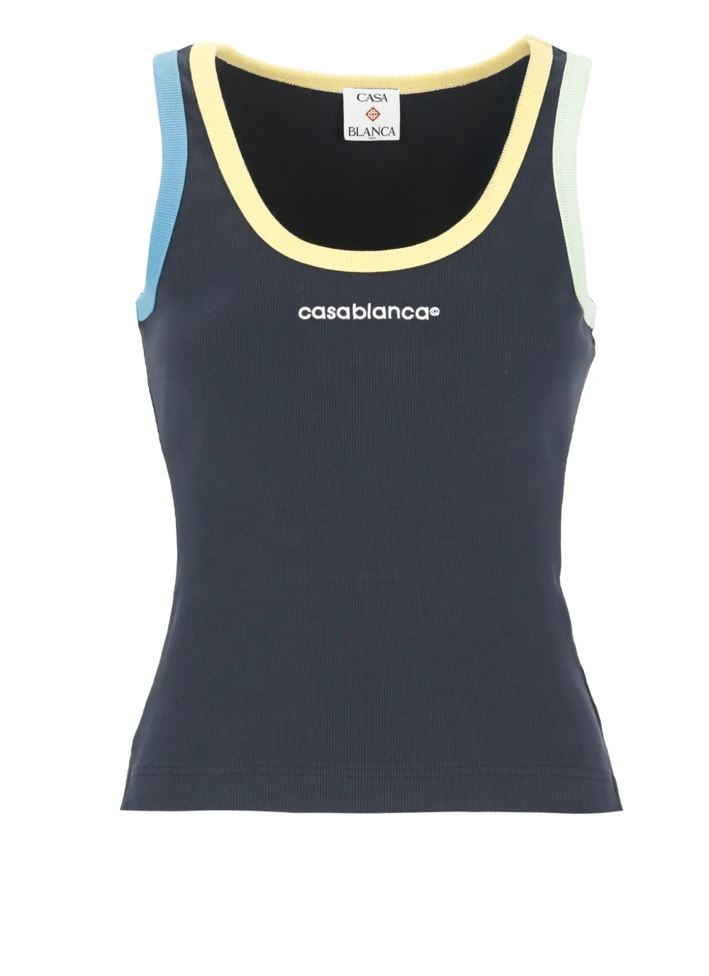 Casablanca ribbed-knit logo-embroidered top - Blu
