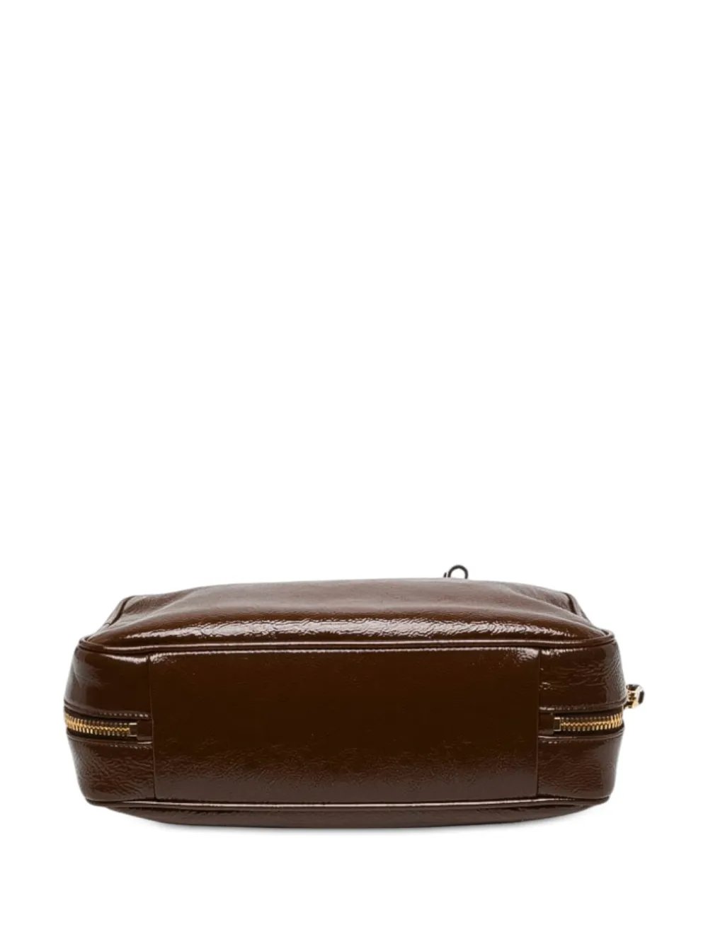 Miu Pre-Owned 2010-2026 grote Naplak Beau lakleren handtas met logo Bruin