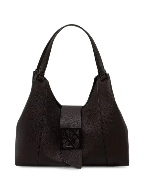 Armani Exchange logo-plaque pebbled-effect tote bag