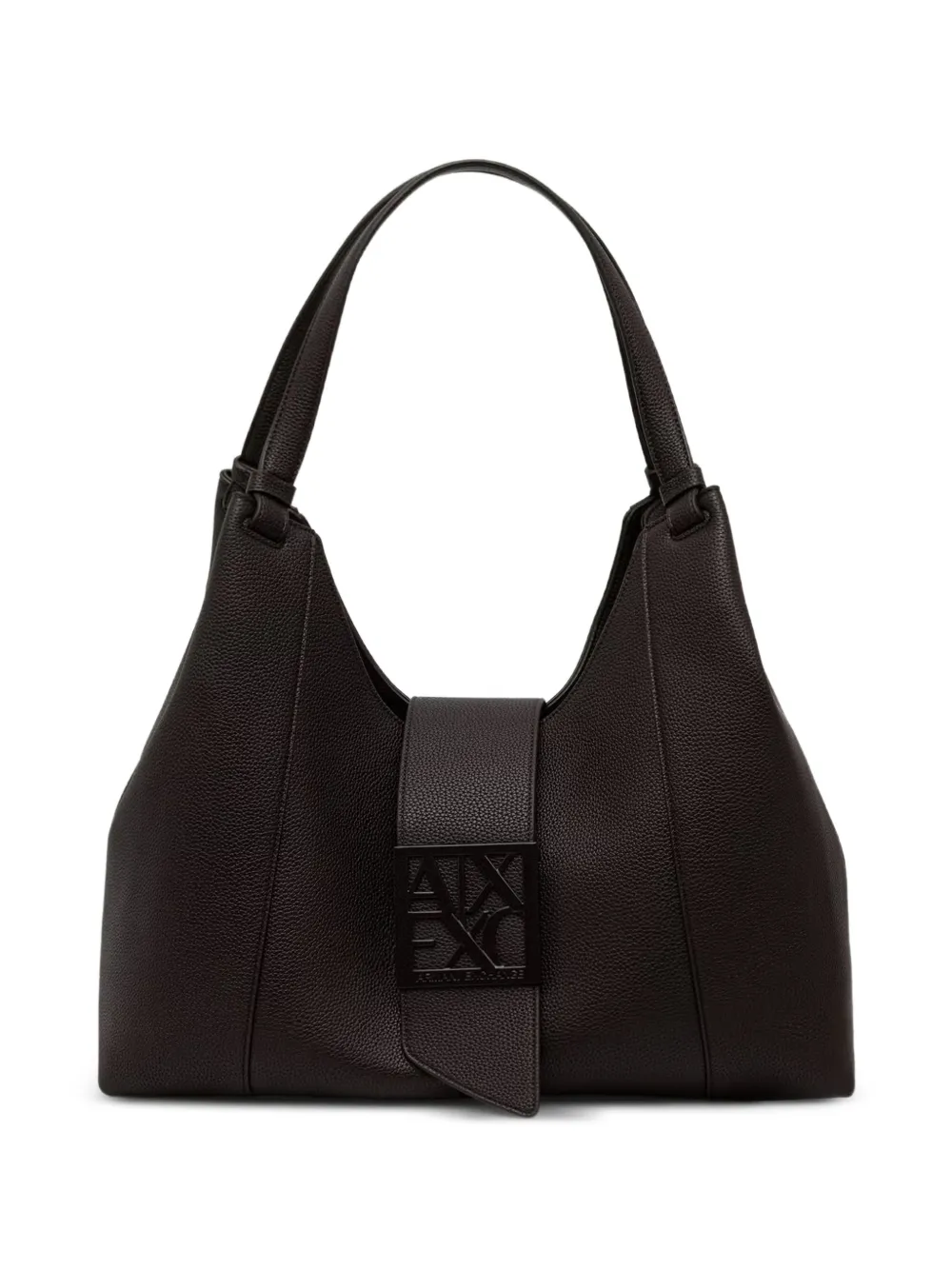 Armani Exchange logo-plaque pebbled-effect tote bag - Marrone