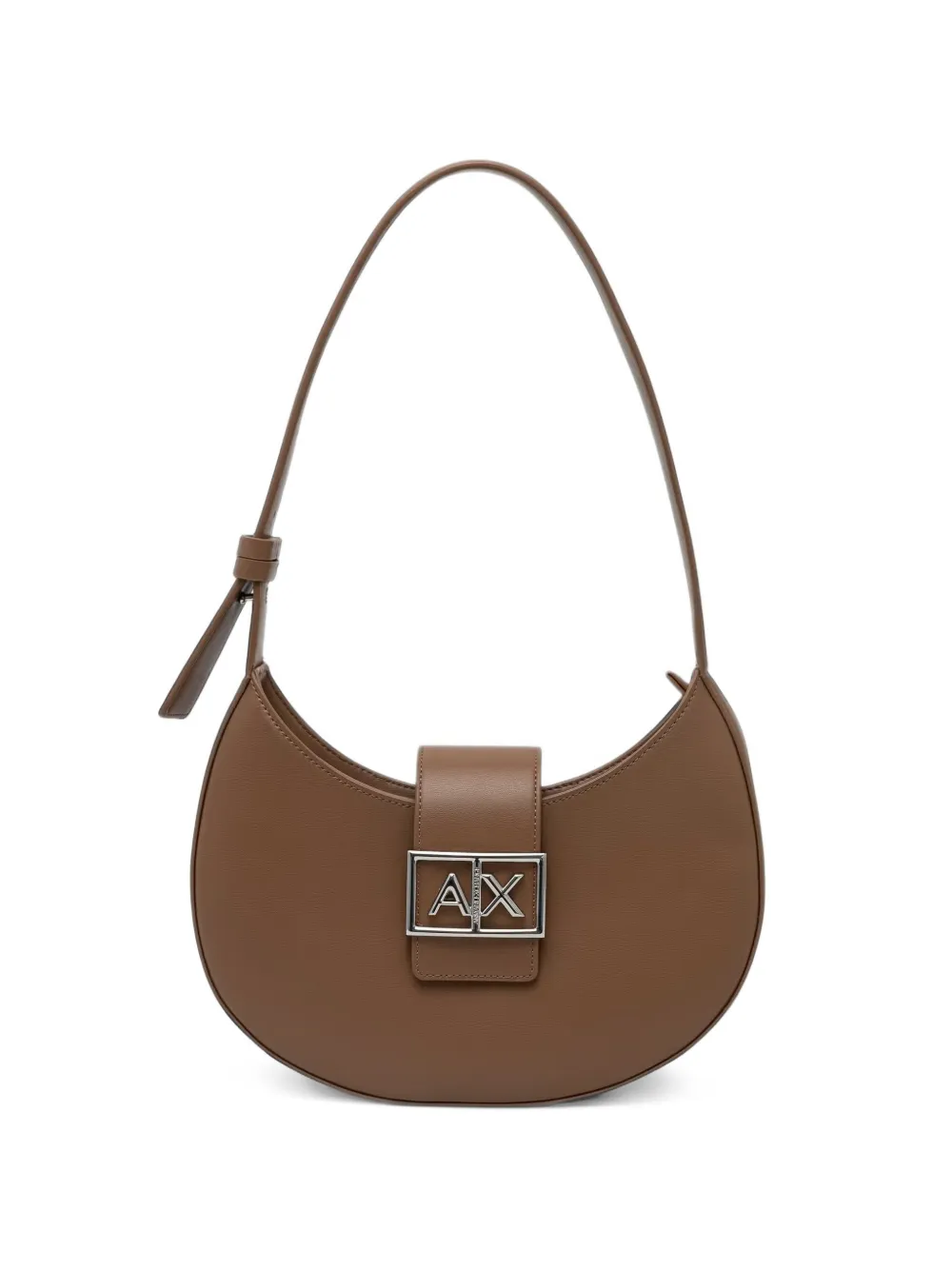 Armani Exchange logo-plaque crescent shoulder bag - Marrone