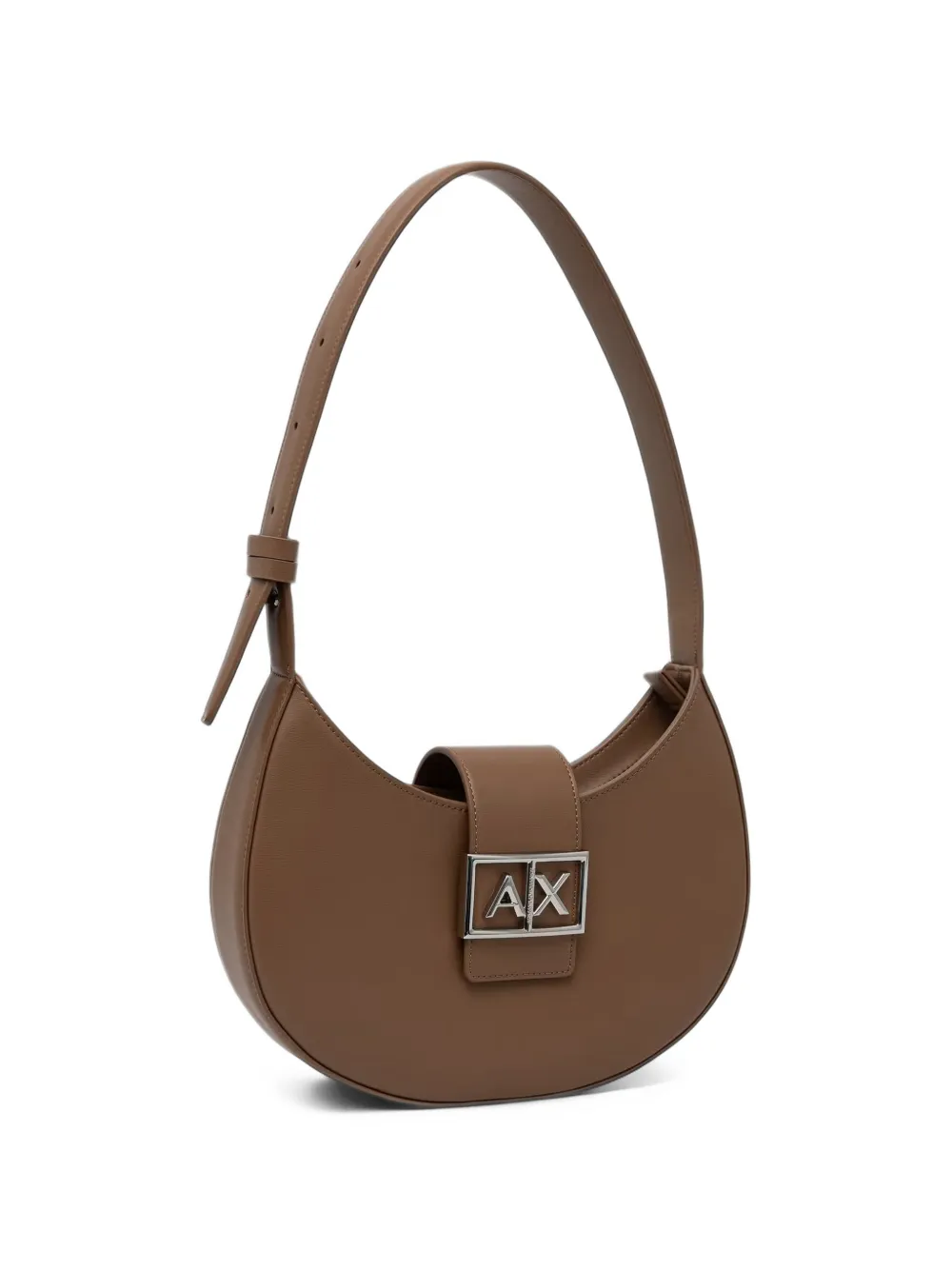 Armani Exchange Halvemaanvormige schoudertas met logoplakkaat Bruin