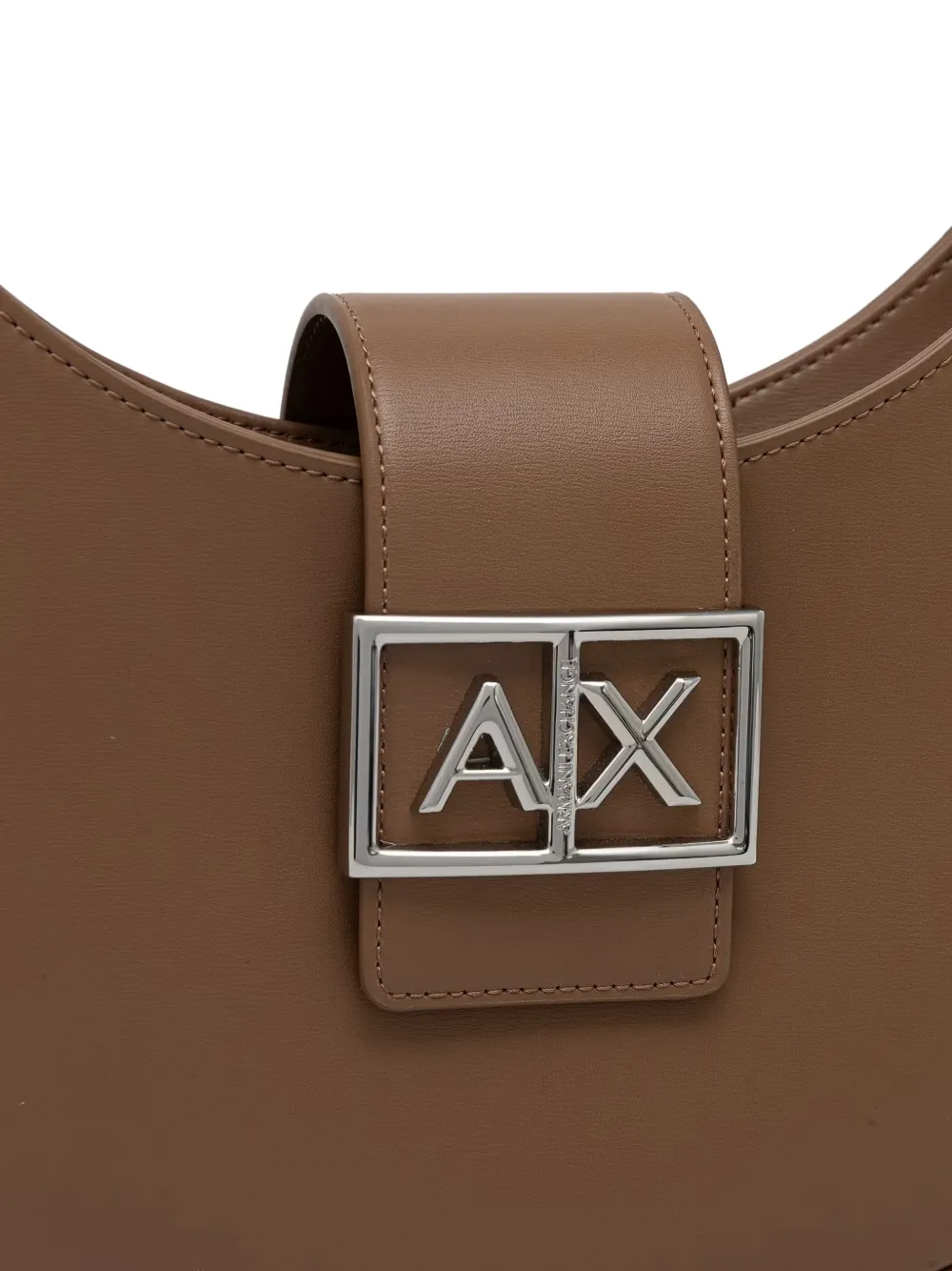 Armani Exchange Halvemaanvormige schoudertas met logoplakkaat Bruin